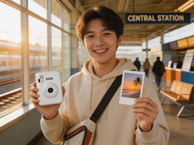 Travel creator using Instax Mini Link 3